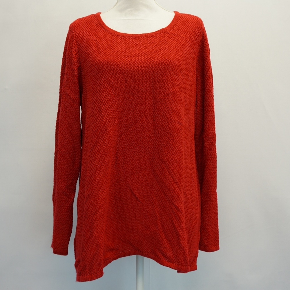 Charter Club Textured Sweater Tunic Pullover Red